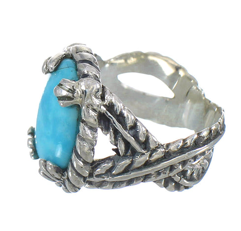Genuine Sterling Silver And Southwestern Turquoise Ring Size 6-3/4 RX62015